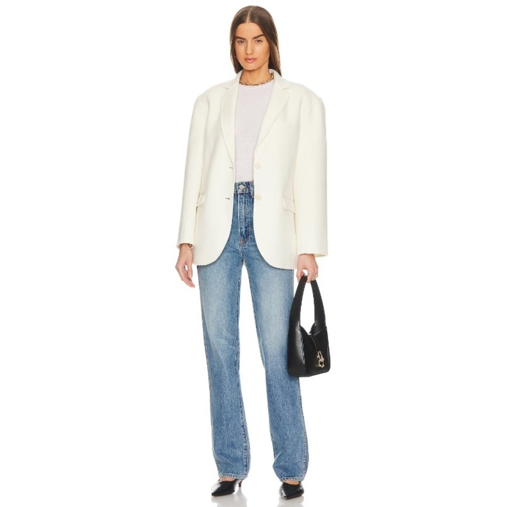 NWT Anine Bing Quinn Blazer Coat White Cashmere Wool Blend Classic Oversized XXS